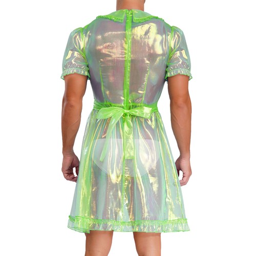 Costume Pigiama Uomo Adulto Trasparente Sirena Sissy Nightwear Manica Corta Cuore - Foto 36 di 49