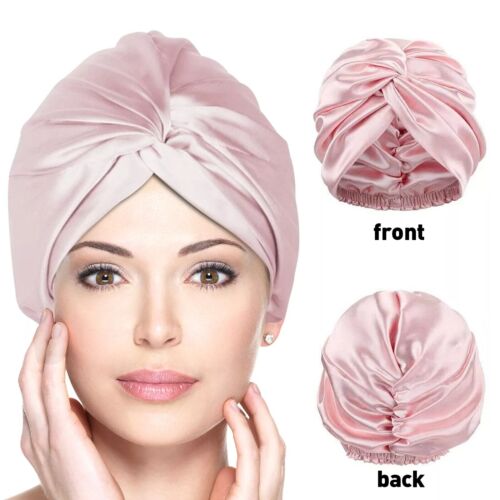 Mulberry Silk Turban Bonnets Women Twisted Sleeping Night Cap Hair Cap Headwrap - Picture 5 of 26