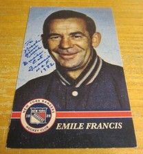 Emile Francis (d. 2022) Signed 4.5X7.25 Photo NHL Hockey New York Rangers HOF