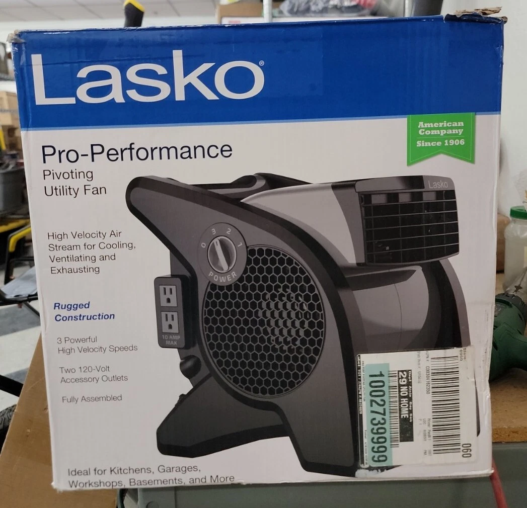 Lasko Pivoting Utility Fan High Velocity Floor Dryer Circuit Breaker Reset  Blac | eBay