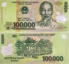 2004-2023 Vietnam 100000 Dong POLYMER P-122 NEW UNC Banknote
