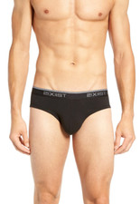 2 X ist Mens 3-Pack Black Stretch Cotton No-Show Briefs Size Large L45802