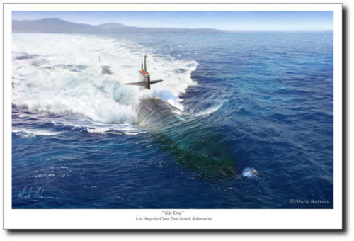 Top Dog by Mark Karvon - Los Angeles Class Fast Attack Submarine - Maritime Art - Picture 1 of 3