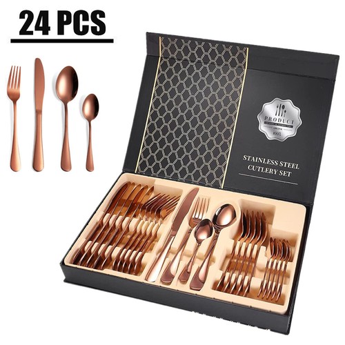 24 teiliges Besteck Besteck Set Edelstahl Messer Gabel Löffel Service für 6 - Bild 21 von 28