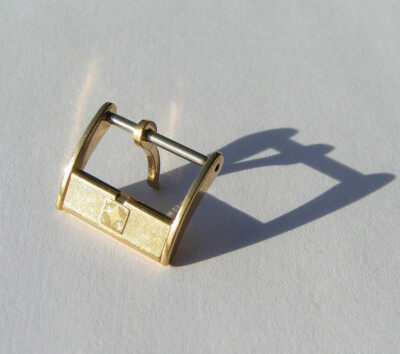 Zenith 14mm alte Dornschliesse Stahl vergoldet old Steel Gold Plated buckle I125