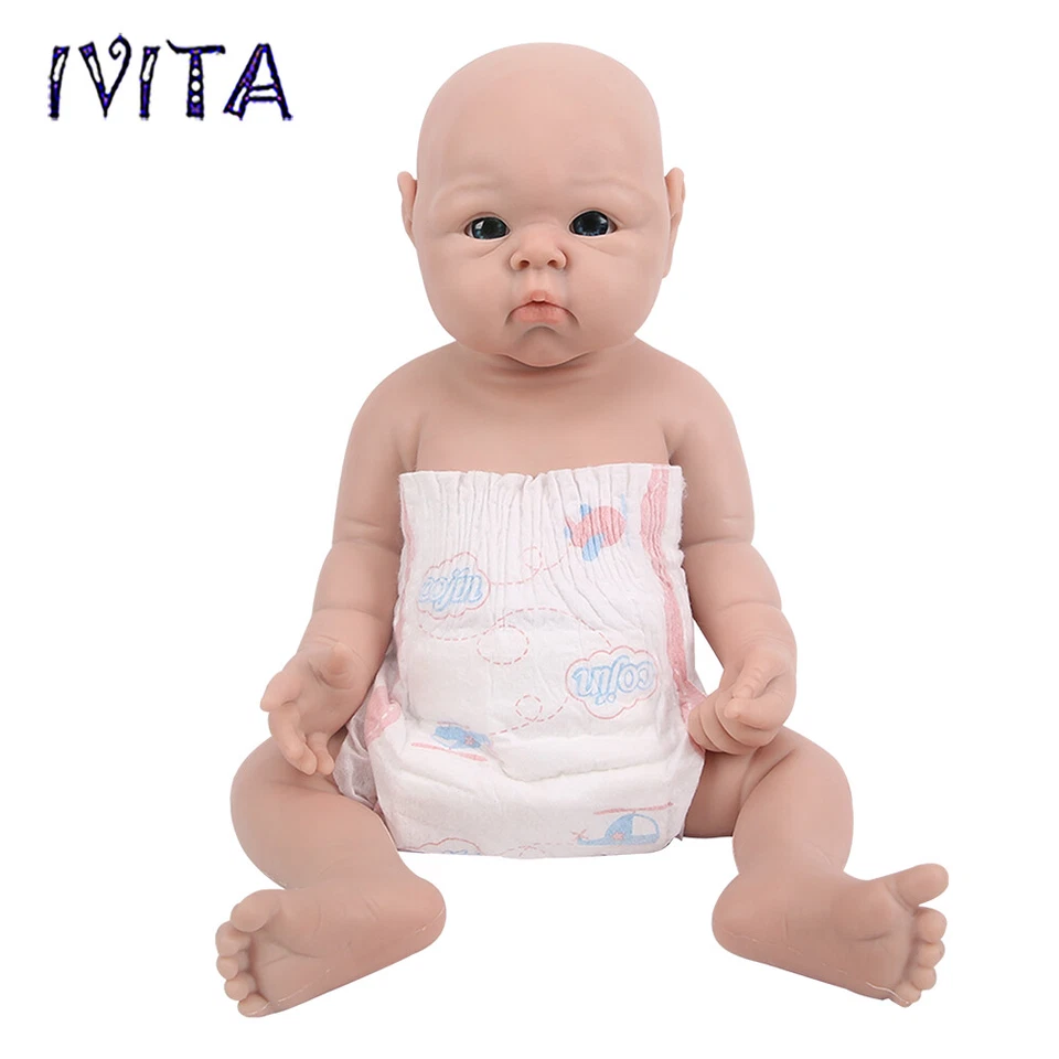 IVITA 19"Chubby Baby Infant Girl Lifelike Full Silicone Reborn Baby Doll Gifts - Image 4 of 4