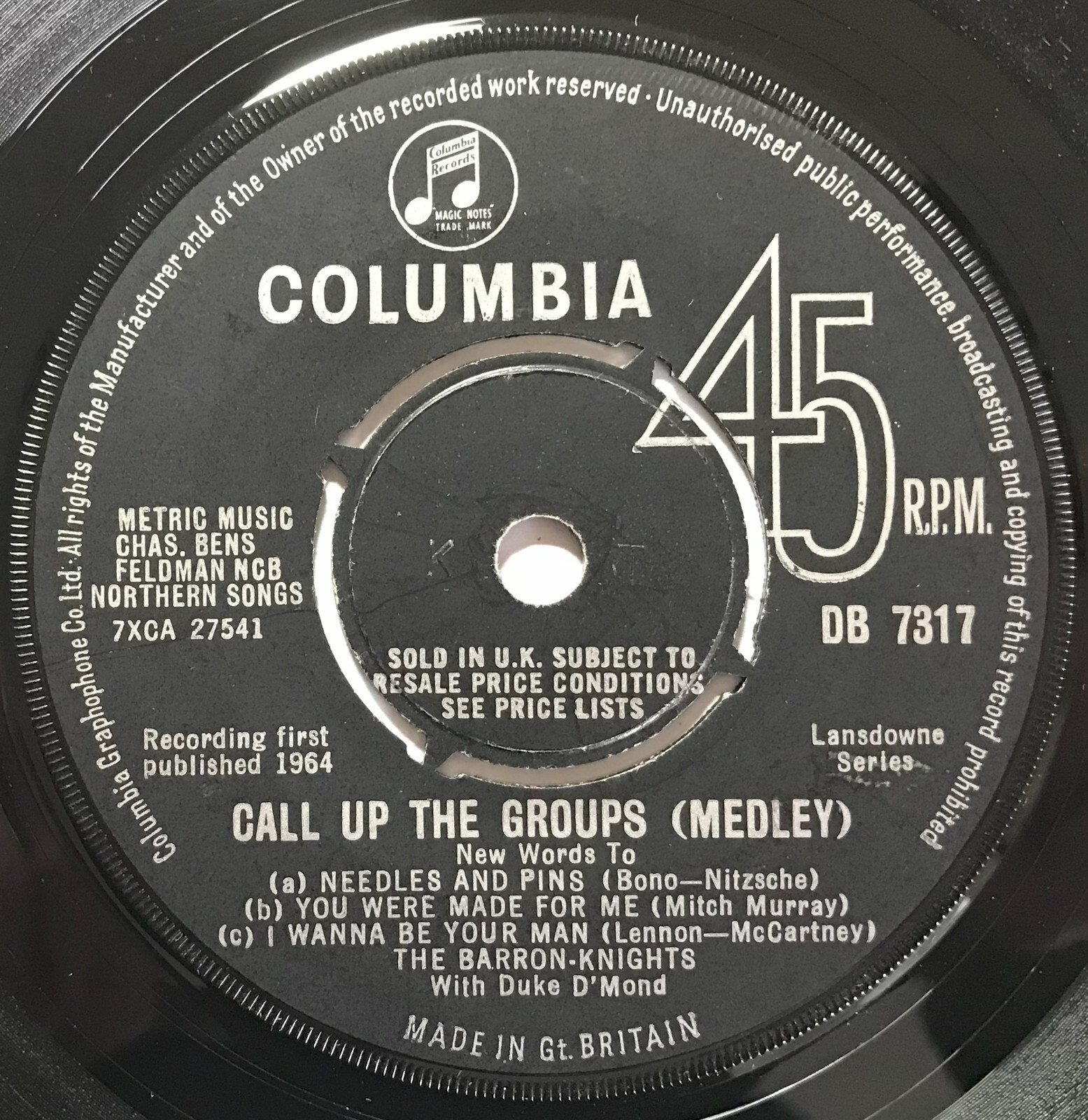 THE BARRON-KNIGHTS  - Call Up The Groups (Medley) ..1964 Uk Columbia45rpm single