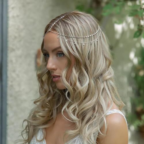 Rhinestone Head Chain Jewelry Silver Bride Headpiece Wedding Headbands Chain - Bild 3 von 6