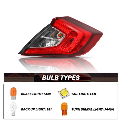 Luz trasera exterior del lado derecho del pasajero para Honda Civic 2016-2021 sedán 4 puertas - Imagen 2 de 7