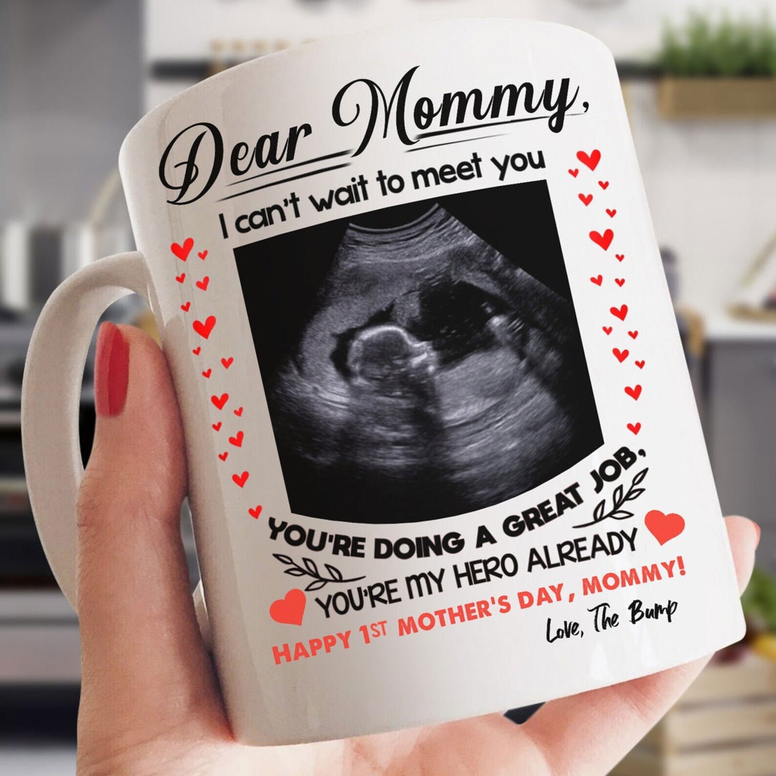 Custom Name Dear Mommy I Can't Wait To Meet You. You're Doing A Great Job Mug