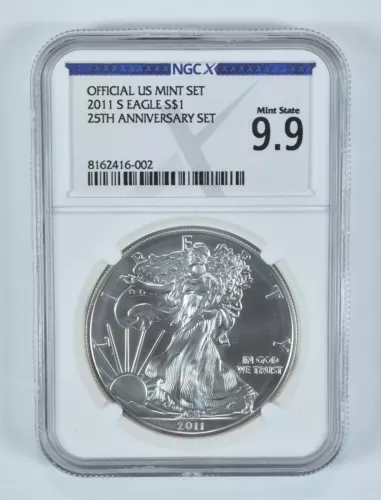 2011-S American Silver Eagle 25th Anniversary Set Mint State 9.9 NGC X NGCX