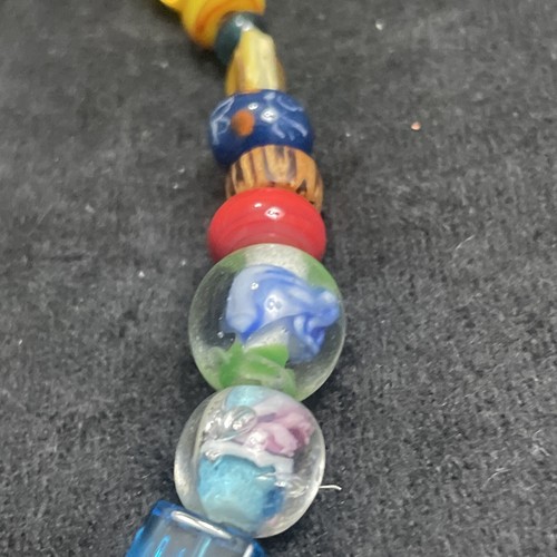 Vintage Colorful Murano glass beads And Shells necklace 17 Inch Free Shipping - Picture 4 of 11