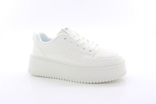 Ladies White Wedge Platform Smart Comfort Lace-Up Casual Sneakers Trainers