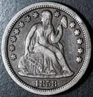 1858-P SEATED LIBERTY DIME