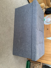 Grey Fabric Rectangular Storage Ottoman Footstool with Padded Lid, Assembled
