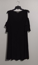 Womens Black Size Large LUXOLOGY Peek-A-Boo Dress Poly/Spandex Spring Mach Wash