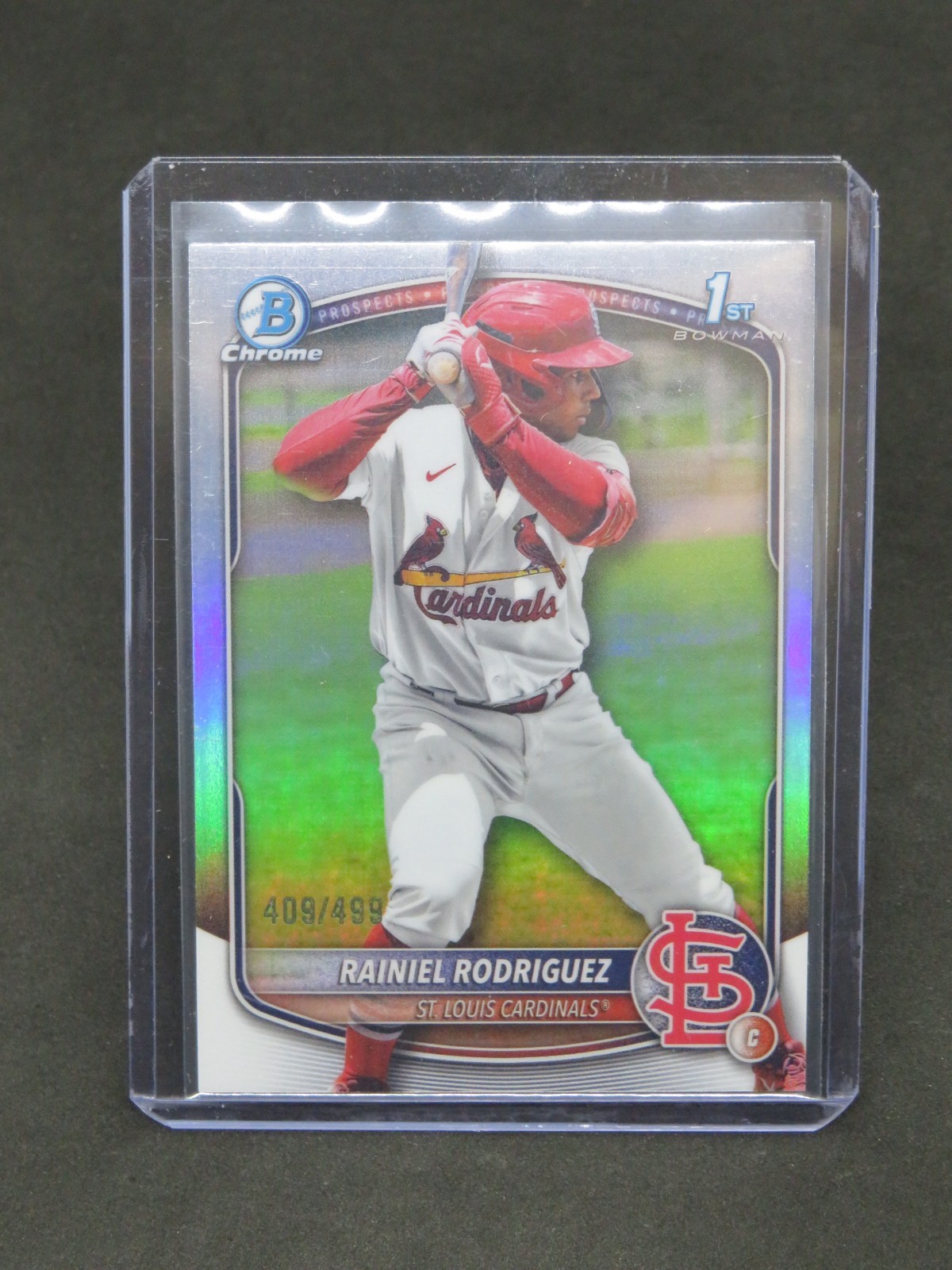 2025 Bowman Chrome Rainiel Rodriguez Refractor /499 1st Prospect Cardinals BK3