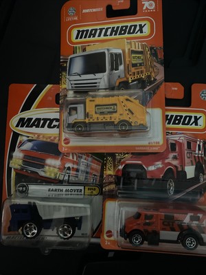 Matchbox Big Tonka Dump Truck Lot Of 3. Fire Truck, Rubbish Remover, Earth Move