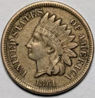 1861 indian head penny cent 1c - free shipping