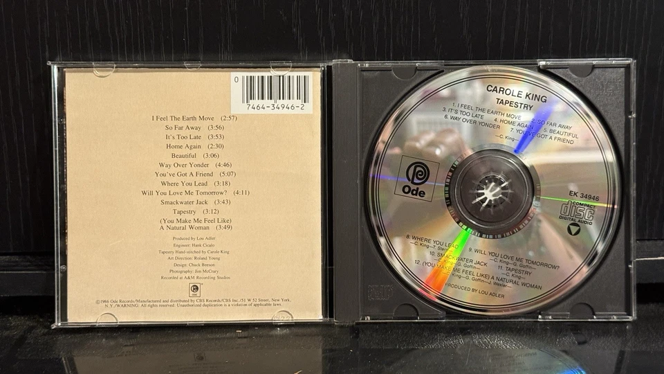 CAROLE KING - TAPESTRY 1986 ODE CD Original 1st Press DADC - NM Disc EK 34946 Foto 3 de 4