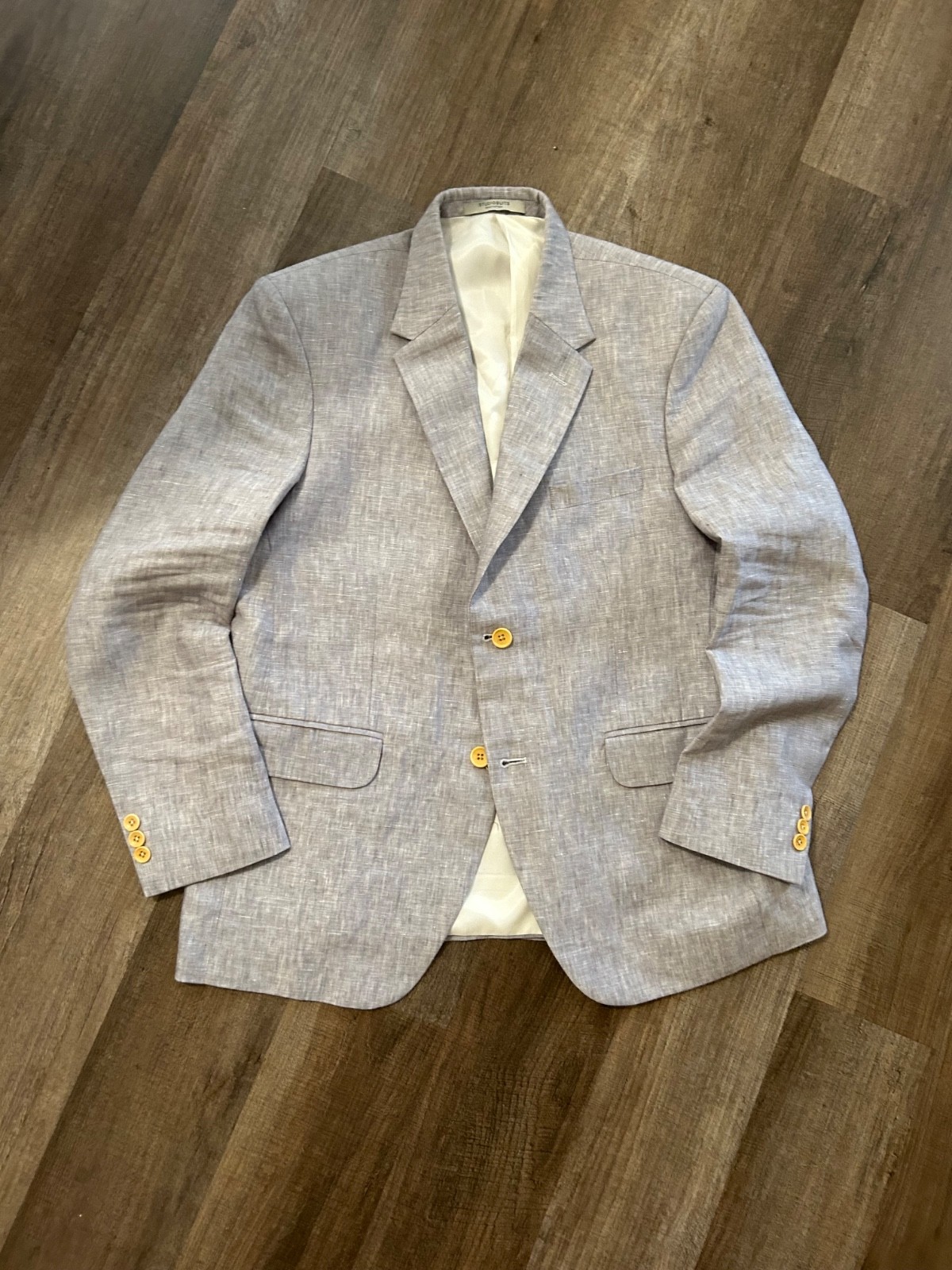 StudioSuits EUC light gray linen custom bespoke t… - image 2