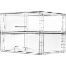 Clear Acrylic Bathroom Closet Undersink Organizers Plastic Storage Bins 2 Pack