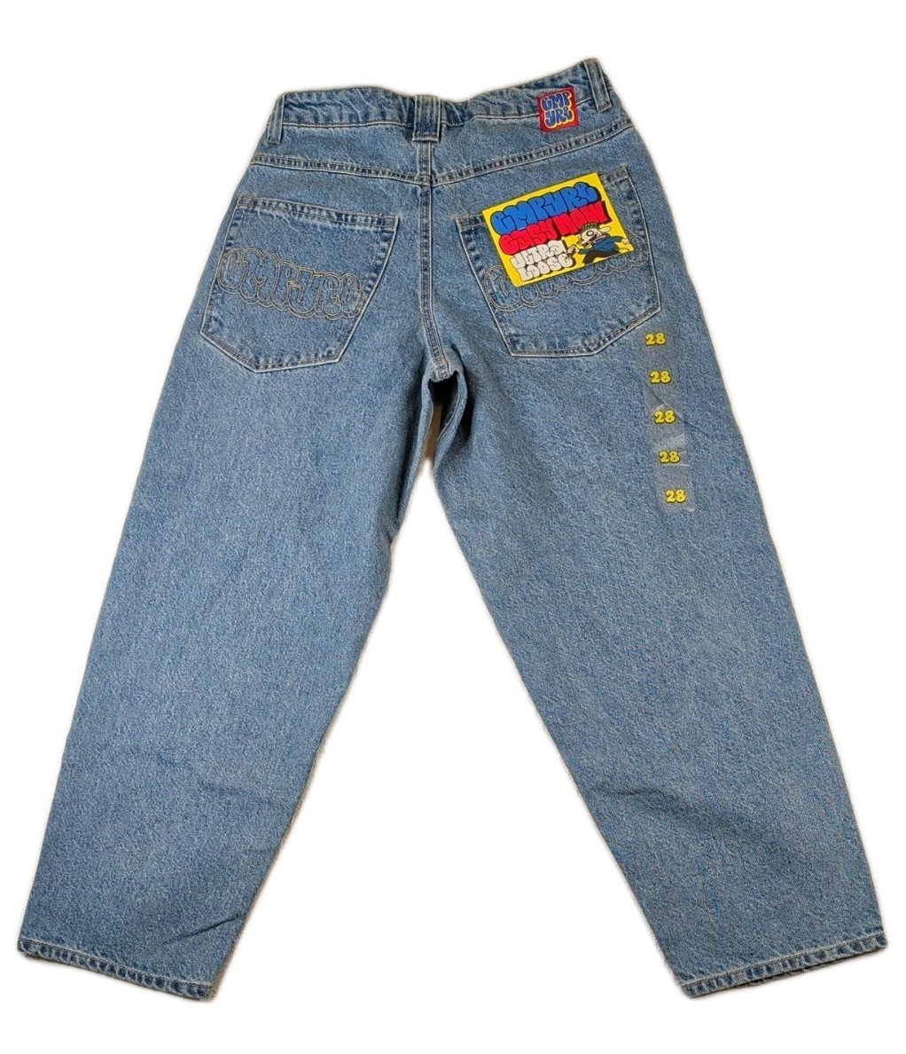ビック　 Empyre Jeans Mens 28x27 Blue Baggy Skate Embroidered Logo Y2K