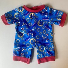 Build A Bear Sonic The Hedgehog One Piece Pajama Sleeper Outfit Blue Red Rings