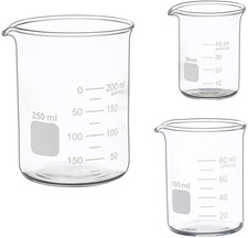 Glass Measuring Low Form Beaker Set 50Ml 100Ml 250Ml Borosilicate Lab Beaker Set