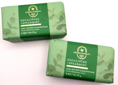 Set of 2! Bath & Body Works Eucalyptus Spearmint Shea Butter Cleansing Bar Soap 