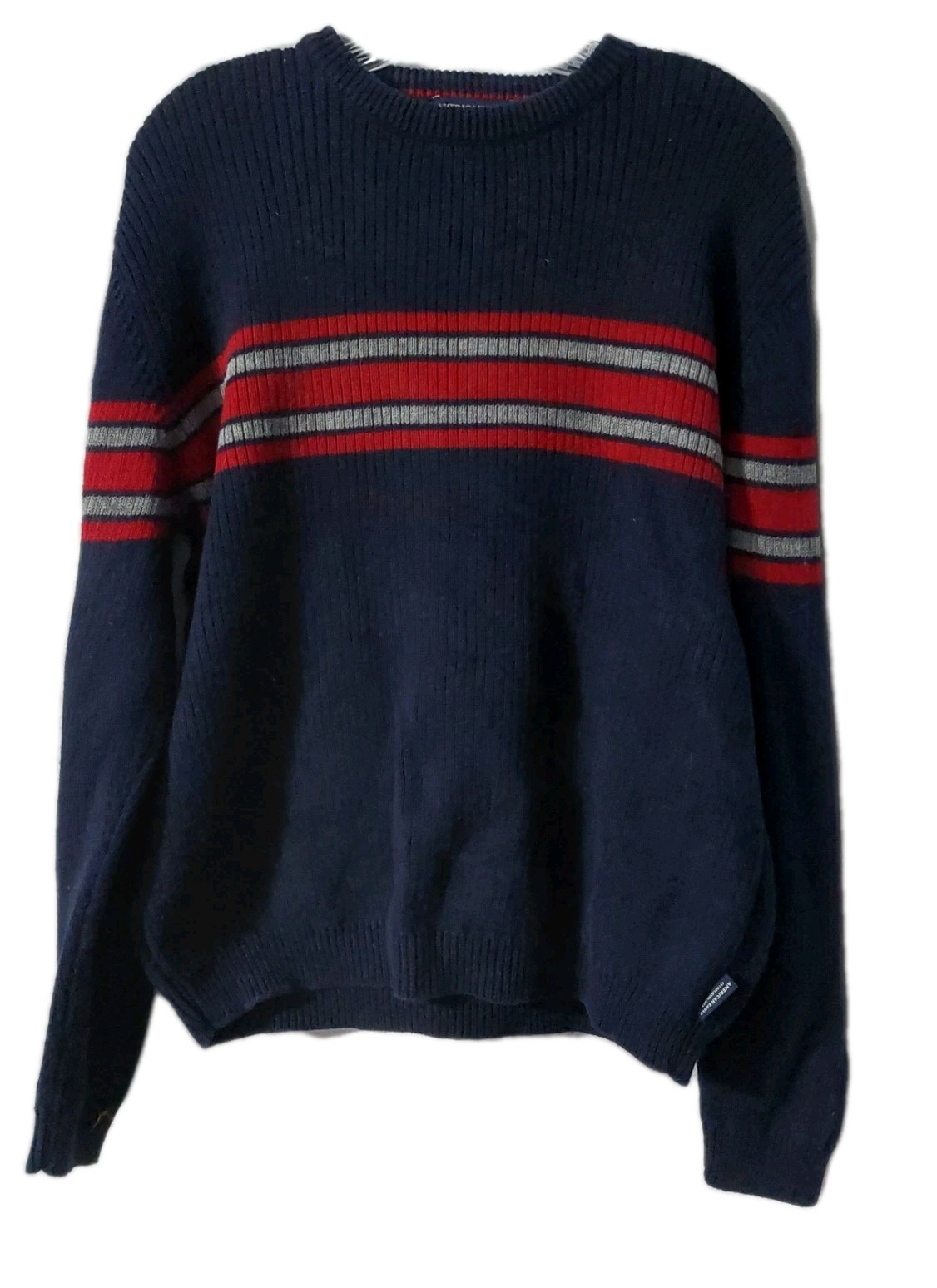 American Eagle Sweater Mens Medium Blue Red Striped 90s Y2K
