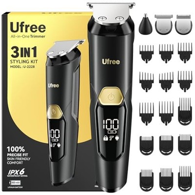 Ufree Barttrimmer 3 in 1 Herren Set Wasserdicht Reisesperre