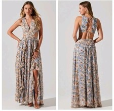 ASTR THE LABEL Anthropologie Noya Strappy Back Iris Blue Blush Dress XS / READ