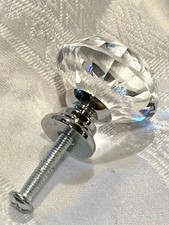 Diamond Shaped Clear Glass set of 8 cabinet knobs with screws