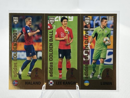 2018 Panini FIFA Haaland Kanglin Lunin Golden Boot Sticker RC Grey Back