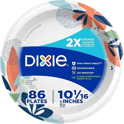 10 Inch Disposable Paper Plates 86 Ct Microwave-Safe Soak-Proof Dinner Meals