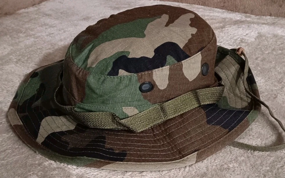 Vintage US Military Camo Boonie Hat Size 7 Ripstop Type II Sun Hat Made in U.S.A