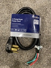 Whirlpool Electric Dryer 4-Prong 30-Amp Power Cord Black 6Ft PT600L NEW