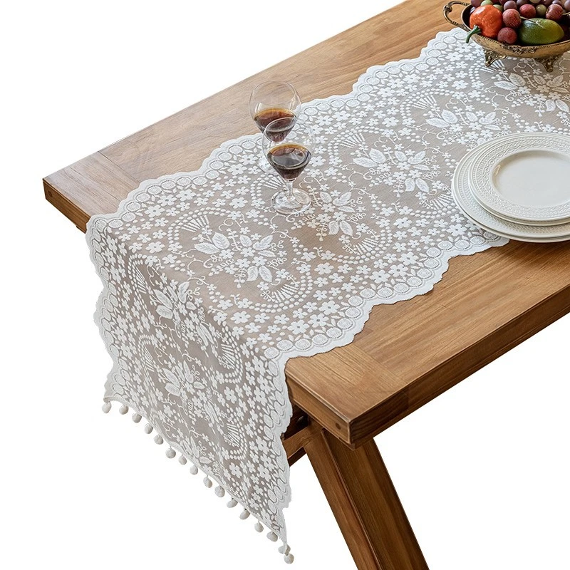Table Runner Lace Flower Floral Rustic Country Romantic Dining Wedding Decor - Image 3 of 4