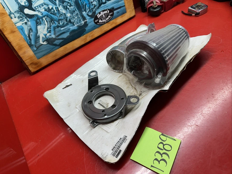 Filtro limpiador de aire Cobra CONE SISTEMA DE ADMISIÓN cromado Harley SOFTAIL DYNA 00-17 NUEVO Foto 3 de 4