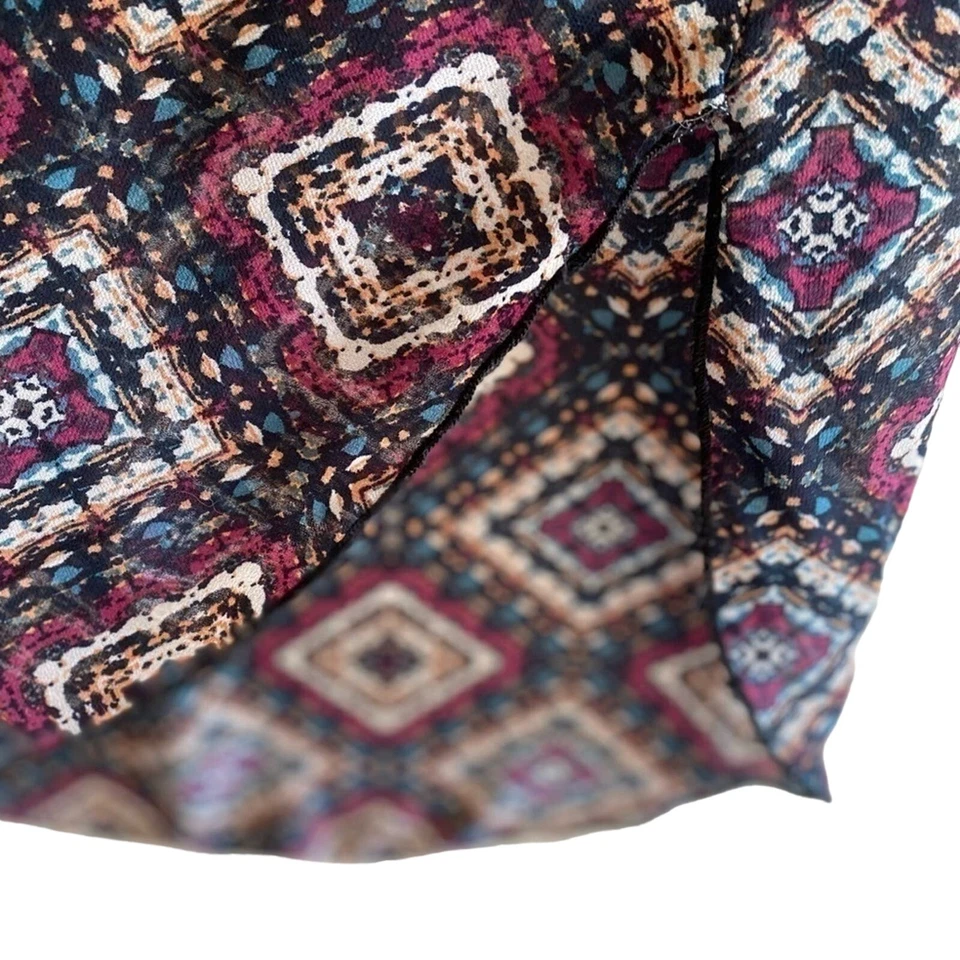 Blusa Living Doll Multicolor Patrón Diamante Manga Corta Semi Transparente Talla S Foto 3 de 4