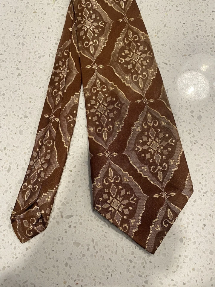 Винтажный мужской галстук 70-х Simpsons Sears коричневый эклектичный дедушка хипстер - Изображение 4 из 4