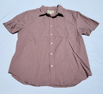 Madewell Shirt Men Medium Perfect Fit Short Sleeve Button Down Earth Tone Preppy