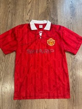 MANCHESTER UNITED VINTAGE RARE HOME FOOTBALL SHIRT JERSEY ADIDAS SHARP SIZE S