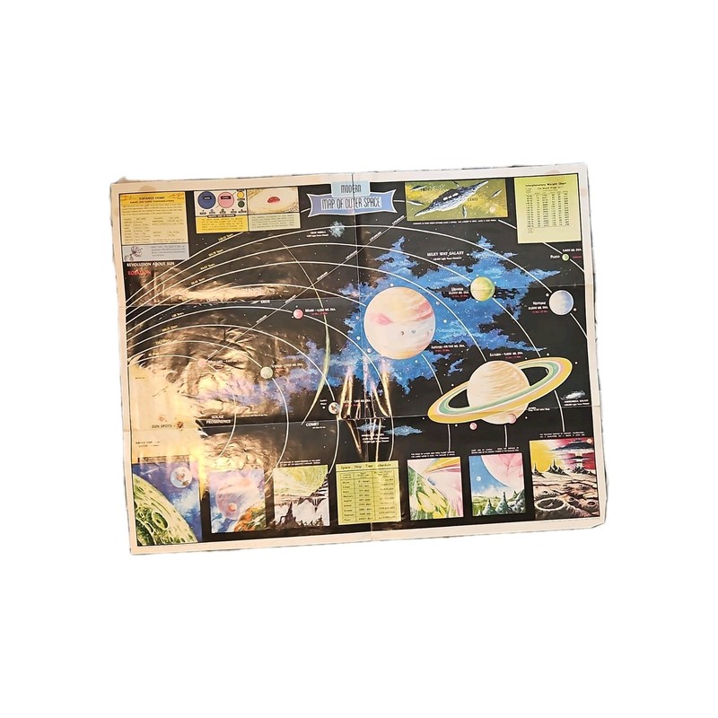1958 Rand McNally & Co. Universal Map Of Outer Space Poster 33.5" x 42" 