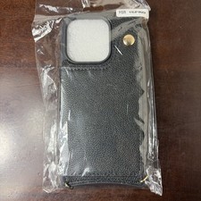 custodia telefono portafoglio ecopelle nera per iPhone 16 PRO