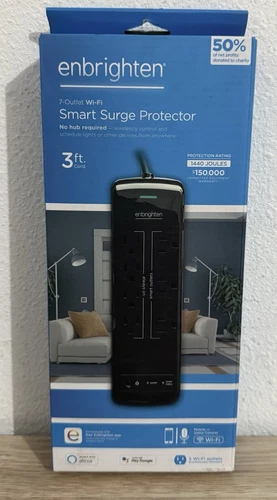 Enbrighten 7-outlet Wi-Fi Smart Surge Protector Power Strip 3 foot cord