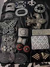 Vintage Mixed Belt Buckle Lot of 17 Rhinestones Bling