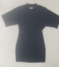 Calvin Klein Womens Knit Shirt Dress Navy Small Form Fitting Ck Casual Spring