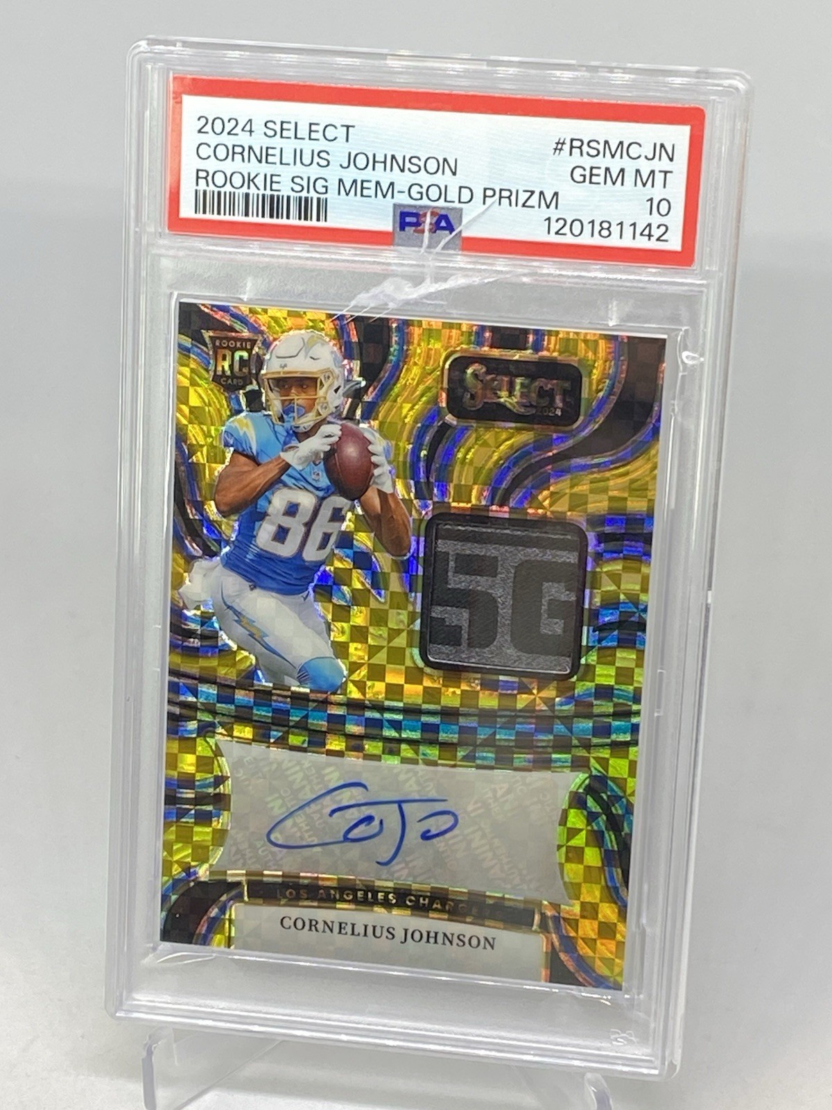CORNELIUS JOHNSON 2024 GOLD PRIZM AUTO Rookie RC TAG Patch RPA /10 PSA 10 POP 1
